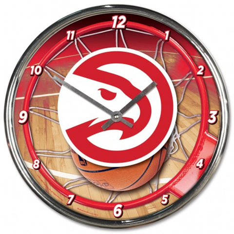 Atlanta Hawks Clock Round Wall Style Chrome-0