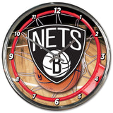 Brooklyn Nets Clock Round Wall Style Chrome-0