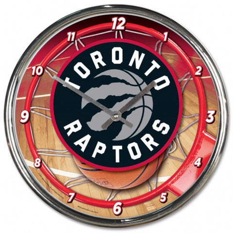 Toronto Raptors Clock Round Wall Style Chrome-0