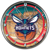 Charlotte Hornets Clock Round Wall Style Chrome-0