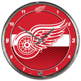 Detroit Red Wings Round Chrome Wall Clock-0