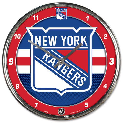 New York Rangers Clock Round Wall Style Chrome-0