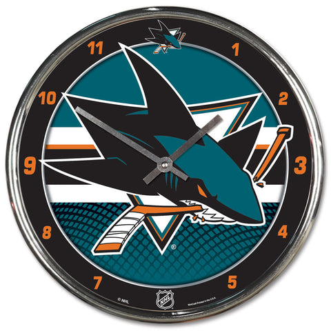 San Jose Sharks Round Chrome Wall Clock-0