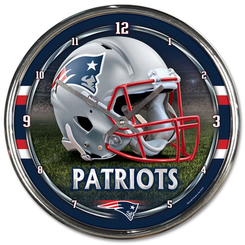 New England Patriots Round Chrome Wall Clock-0