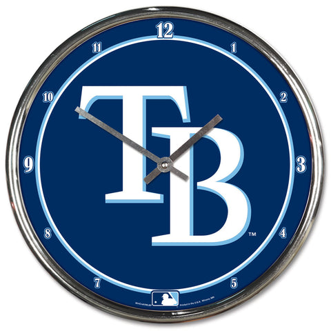 Tampa Bay Rays Clock Round Wall Style Chrome-0