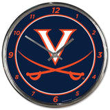 Virginia Cavaliers Clock Round Wall Style Chrome-0