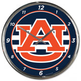 Auburn Tigers Clock Round Wall Style Chrome-0