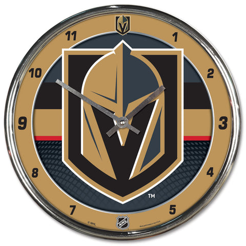 Vegas Golden Knights Clock Round Wall Style Chrome-0