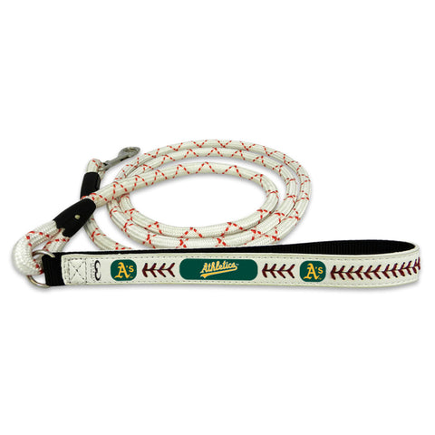 Oakland Athletics Pet Leash Leather Frozen Rope Baseball Size Large-0