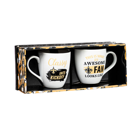 New Orleans Saints Coffee Mug 17oz Ceramic 2 Piece Set with Gift Box-0