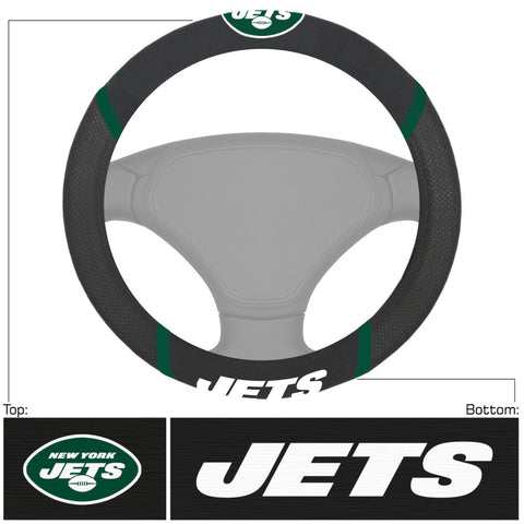 New York Jets Steering Wheel Cover Mesh/Stitched-0