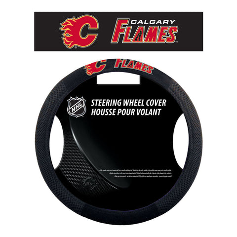 Calgary Flames Steering Wheel Cover Mesh Style CO-0