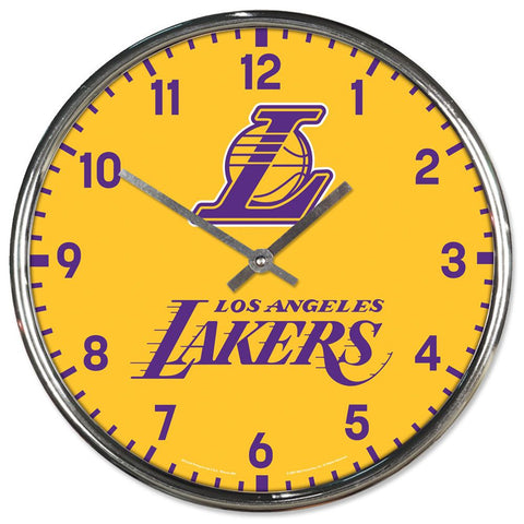 Los Angeles Lakers Clock Round Wall Style Chrome-0