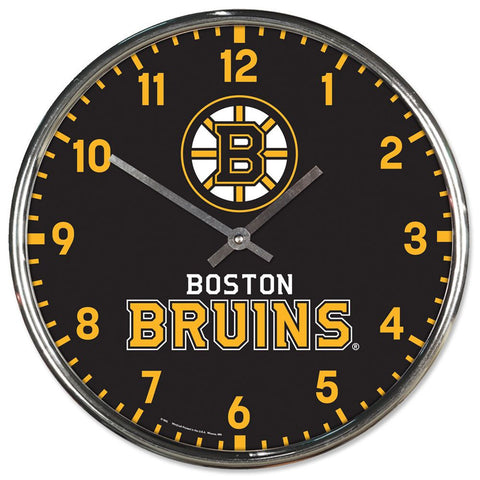 Boston Bruins Round Chrome Wall Clock-0