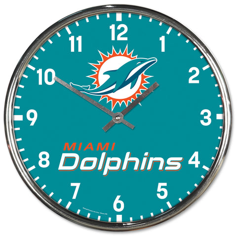 Miami Dolphins Round Chrome Wall Clock-0