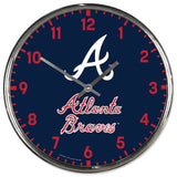 Atlanta Braves Clock Round Wall Style Chrome-0