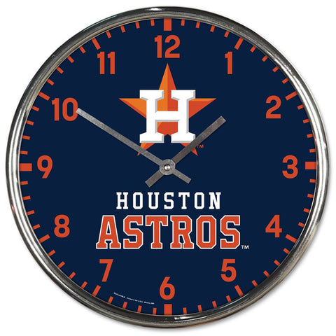 Houston Astros Clock Round Wall Style Chrome-0