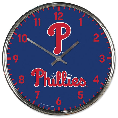 Philadelphia Phillies Clock Round Wall Style Chrome-0