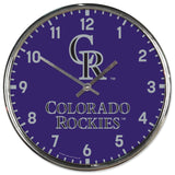 Colorado Rockies Clock Round Wall Style Chrome-0