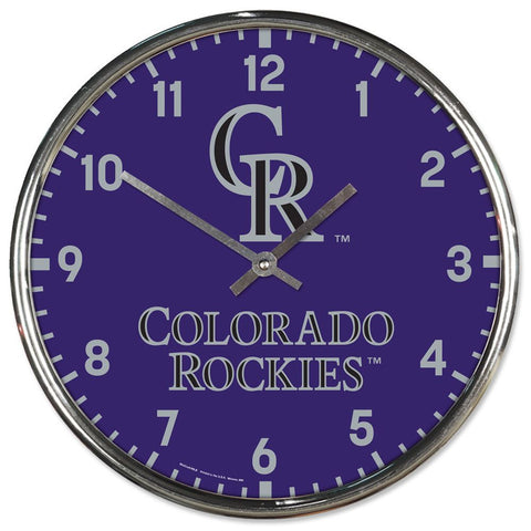 Colorado Rockies Clock Round Wall Style Chrome-0