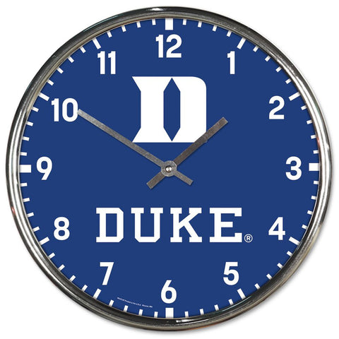 Duke Blue Devils Clock Round Wall Style Chrome-0