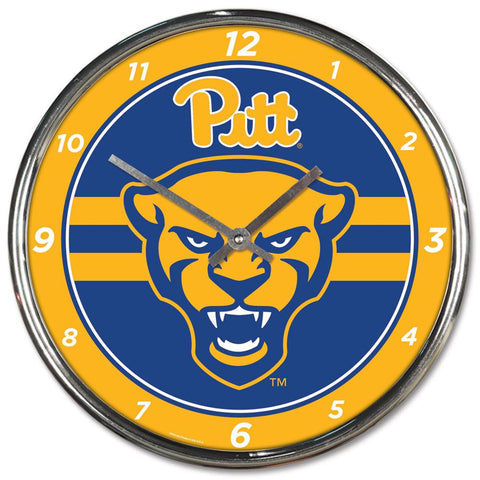 Pittsburgh Panthers Round Chrome Wall Clock-0