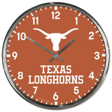 Texas Longhorns Clock Round Wall Style Chrome-0