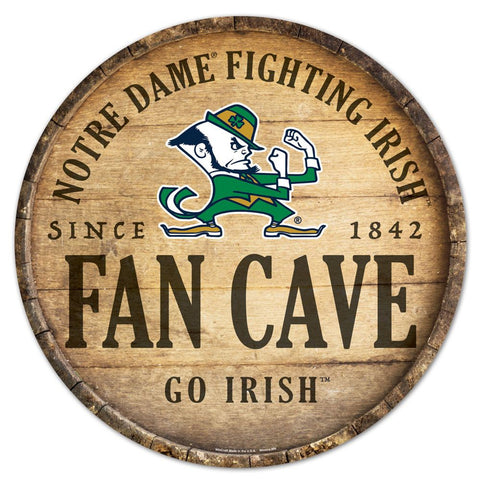 Notre Dame Fighting Irish Sign Wood 14 Inch Round Barrel Top Design-0