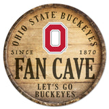 Ohio State Buckeyes Sign Wood 14 Inch Round Barrel Top Design-0