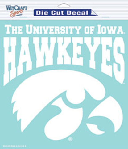 Iowa Hawkeyes Decal 8x8 Die Cut White-0