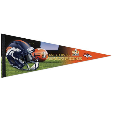 Denver Broncos Pennant 12x30 Premium Style Super Bowl 50 Champion Design CO-0