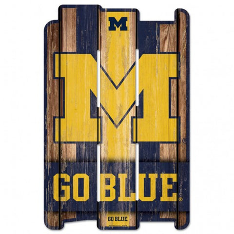 Michigan Wolverines Sign 11x17 Wood Fence Style-0