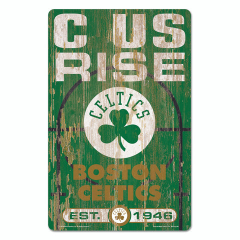 Boston Celtics Sign 11x17 Wood Slogan Design-0