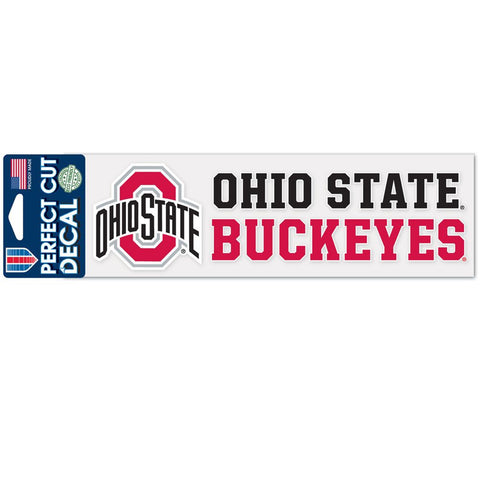 Ohio State Buckeyes Decal 3x10 Perfect Cut Wordmark Color-0