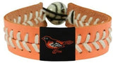 Baltimore Orioles Bracelet Team Color Baseball Peach Leather White Thread CO-0