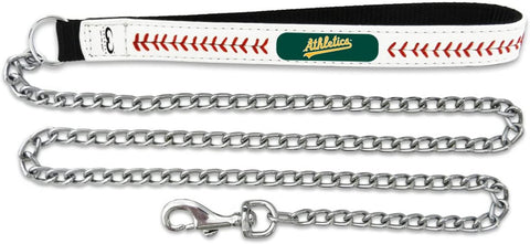 Oakland Athletics Pet Leash Leather Chain Baseball Size Medium-0