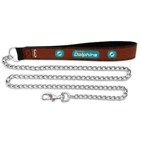 Miami Dolphins Pet Leash Leather Chain Football Size Large CO-0