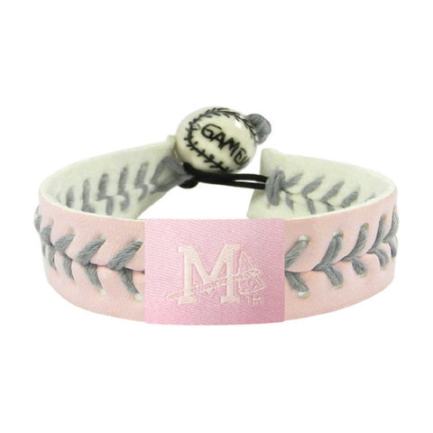 Mississippi Braves Bracelet Baseball Pink Silver Thread CO-0