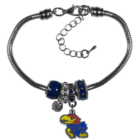 Kansas Jayhawks Bracelet Euro Bead Style-0