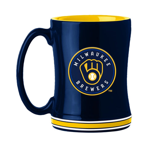 Milwaukee Brewers Coffee Mug 14oz Sculpted Relief Team Color-0