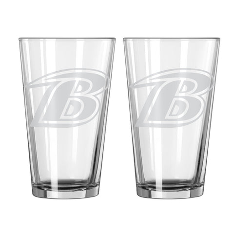 Baltimore Ravens Glass Pint Frost Design 2 Piece Set-0