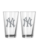 New York Yankees Glass Pint Frost Design 2 Piece Set-0