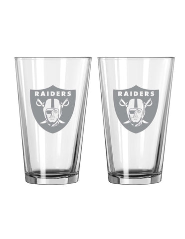 Las Vegas Raiders Glass Pint Frost Design 2 Piece Set-0