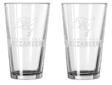 Tampa Bay Buccaneers Glass Pint Frost Design 2 Piece Set-0