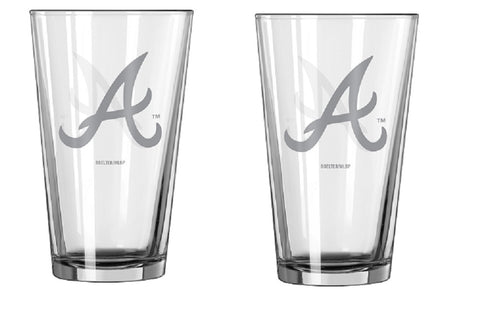 Atlanta Braves Glass Pint Frost Design 2 Piece Set-0