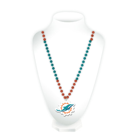 Miami Dolphins Beads with Medallion Mardi Gras Style - Special Order-0