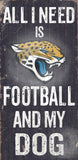 Jacksonville Jaguars Wood Sign - Football and Dog 6"x12"-0