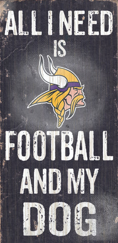 Minnesota Vikings Wood Sign - Football and Dog 6"x12"-0