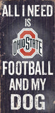 Ohio State Buckeyes Wood Sign - Football and Dog 6"x12"-0