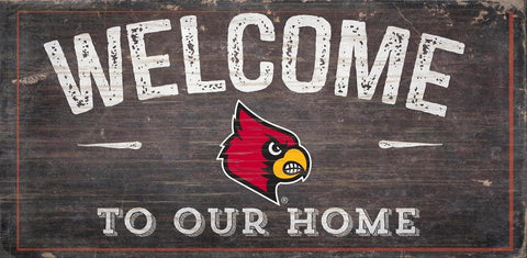 Louisville Cardinals Sign Wood 6x12 Welcome To Our Home Design - Special Order-0